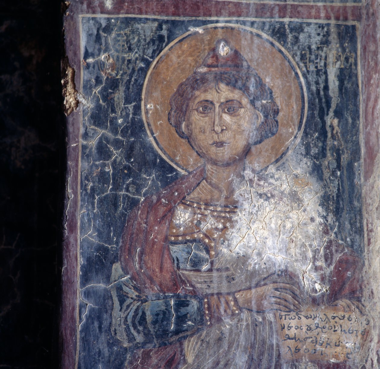 En helgenfigur, freskomaleri i kirken i Kandanos, Kreta, Hellas (bilde) av Walter Charles Mills
