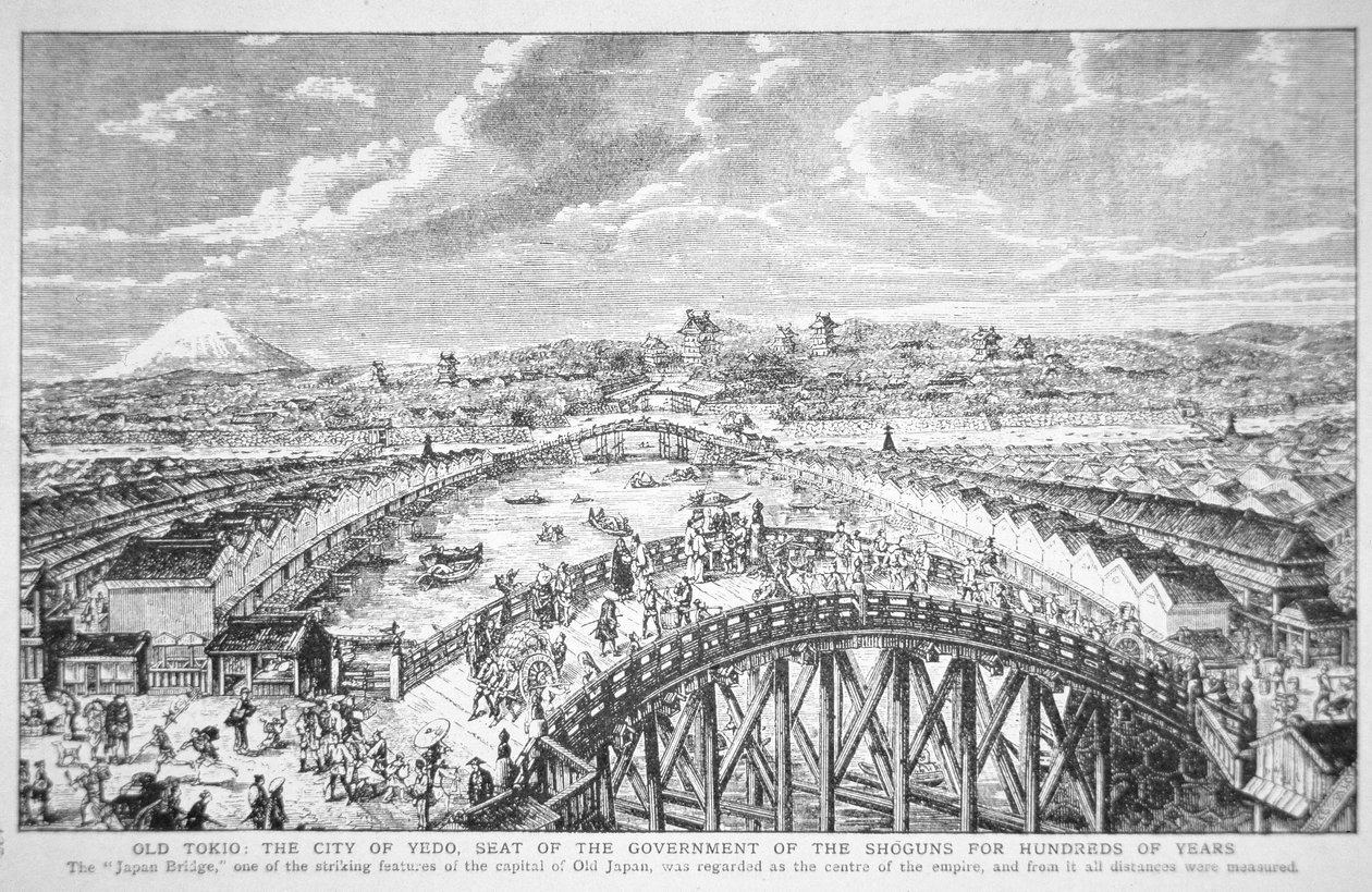 Gamle Tokyo: byen Edo (litho) av Walter Charles Mills