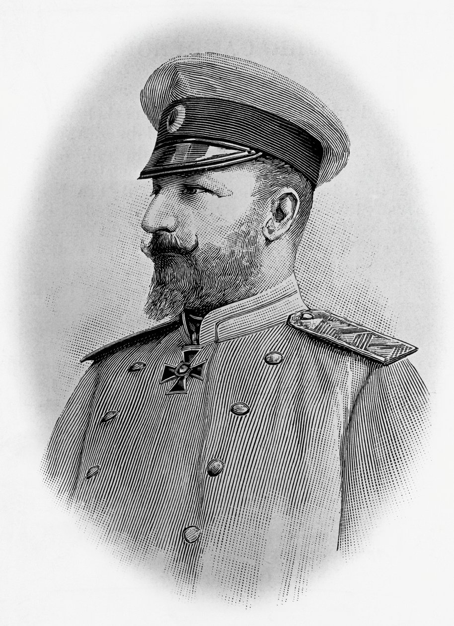 Portrett av Ferdinand I (1861-1948), tsar av Bulgaria, gravering av Walter Charles Mills