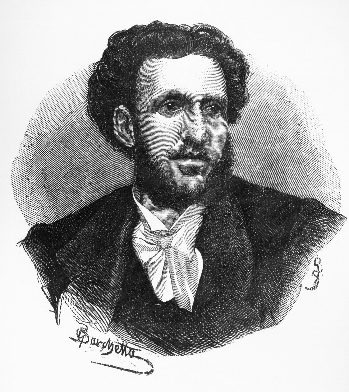 Portrett av Iginio Ugo Tarchetti (1839-1869), italiensk forfatter, poet og journalist, gravering av Walter Charles Mills
