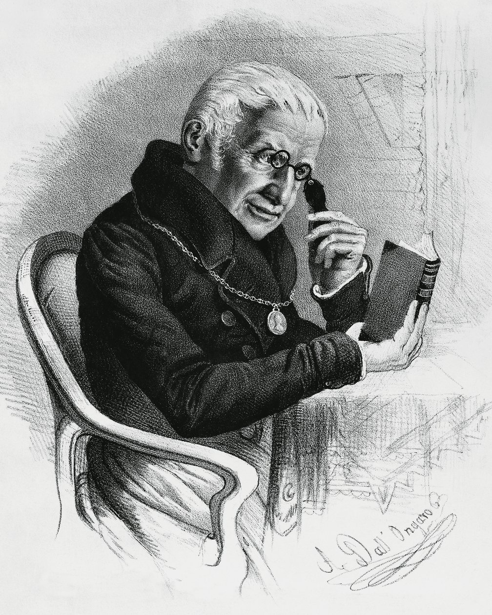 Portrett av Lorenzo Rondolini (1752-1844), italiensk lege og forfatter, tegning av Antonio Dall