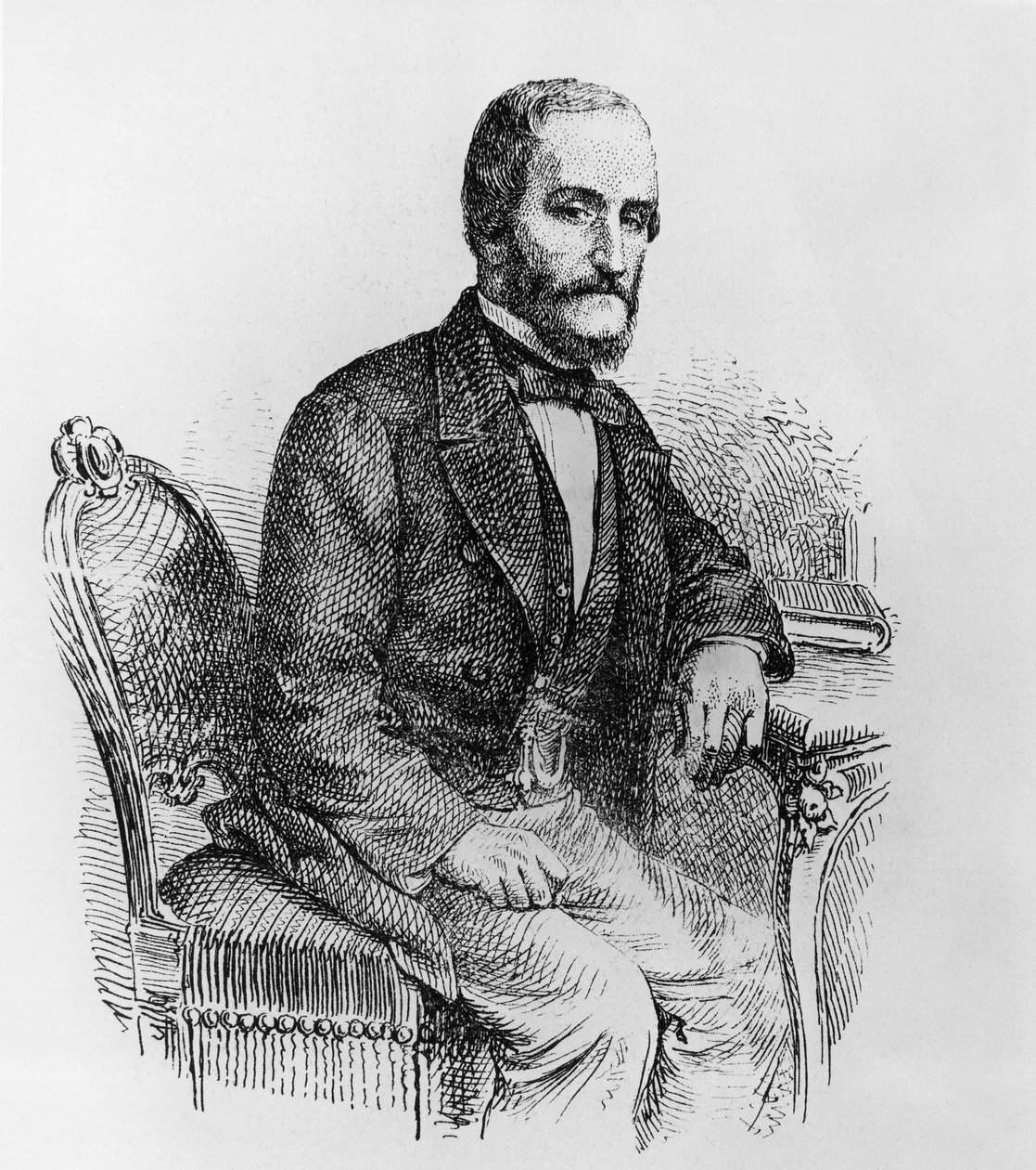 Portrett av Raffaele Busacca dei Gallidoro (1810-1893), italiensk politiker og økonom, gravering av Walter Charles Mills