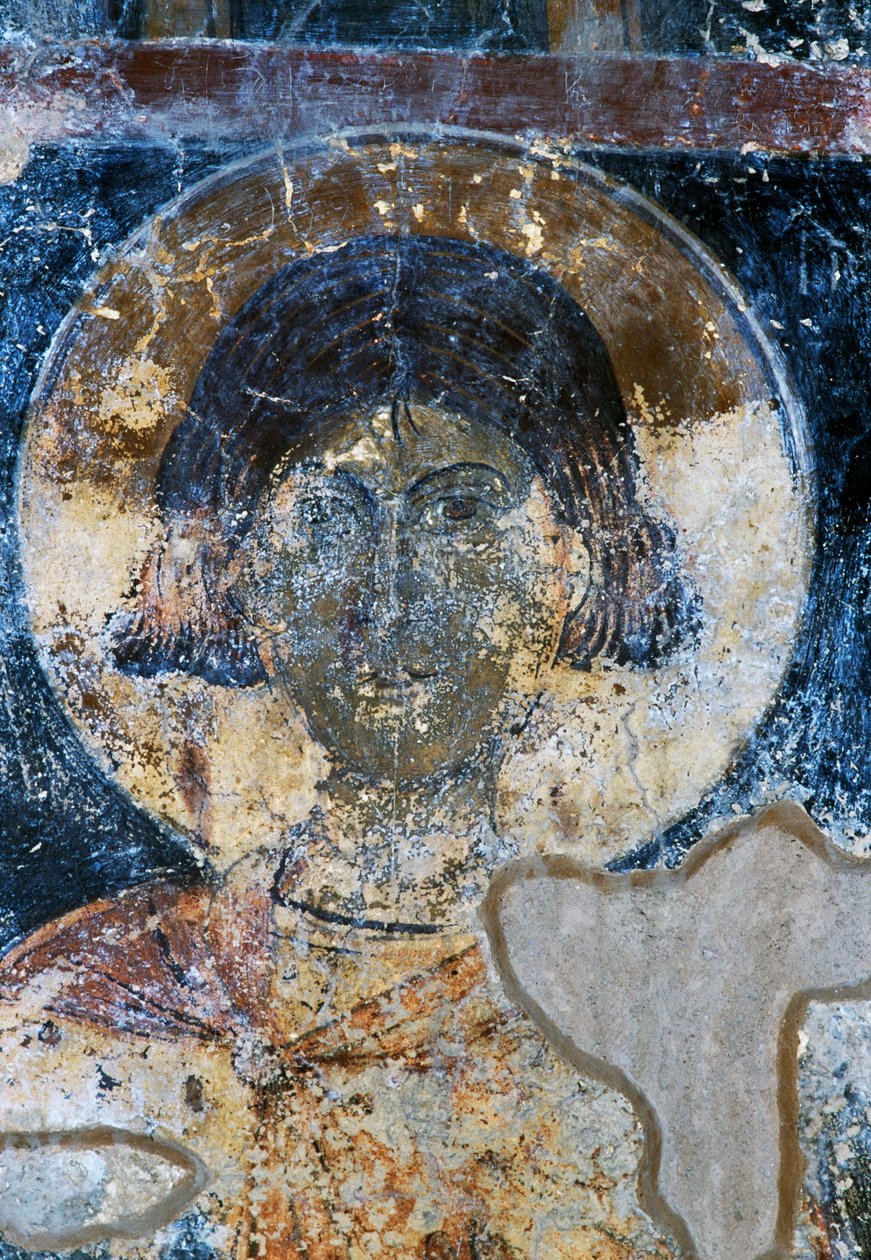 Saint, fresco av Ioannis Pagomenos i St Nicholas Chapel, Maza, Kreta, Hellas (bilde) av Walter Charles Mills