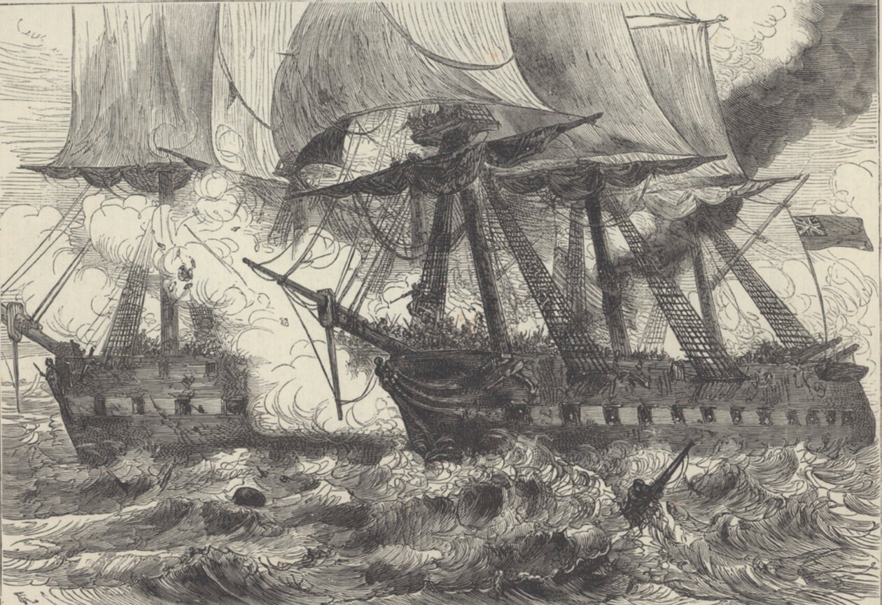 Sea Battle (litho) av Walter Charles Mills