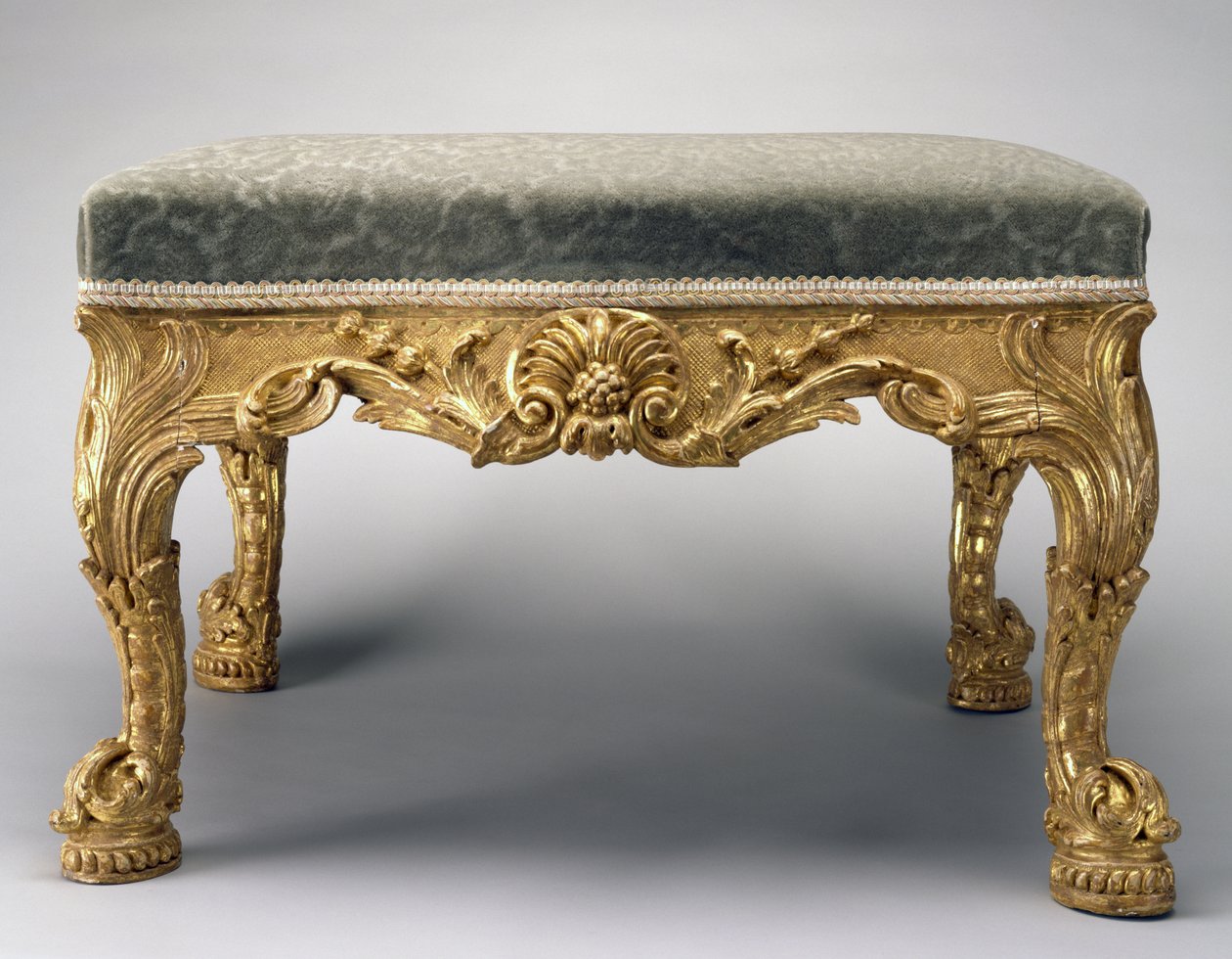 Krakk for Palm Room, Spencer House, London, ca. 1757 (limewood, forgylling og møbeltrekk) av John (attr.to) Vardy