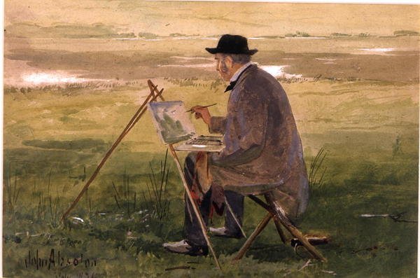 Portrett av kunstneren (akvarell på papir) av John Absolon