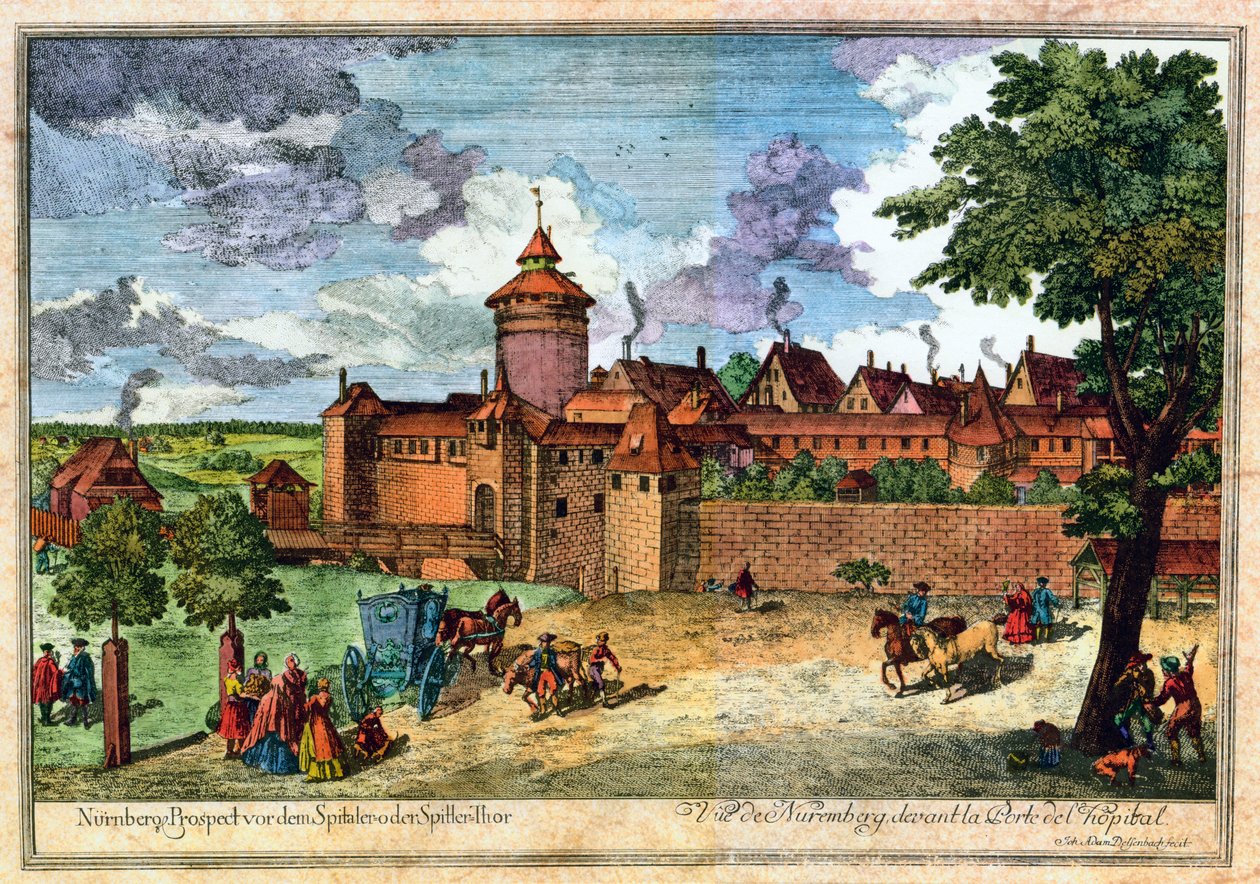 Sykehusporten, Nürnberg, Tyskland, 1600- eller 1700-tallet. av John Adam
