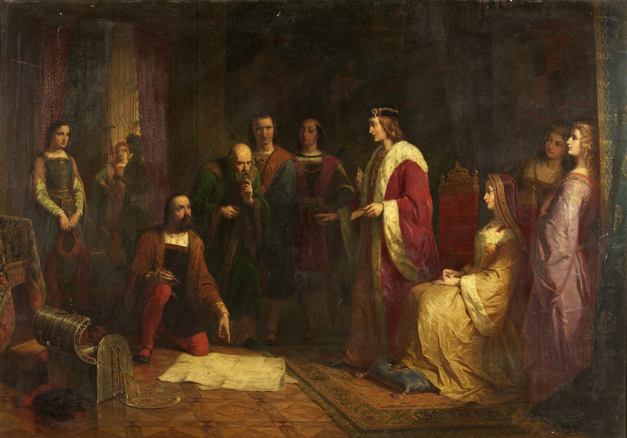 Cabot og hans sønn, Sebastian, ved domstolen til Henry VII, 1862 av John Adam P. Houston