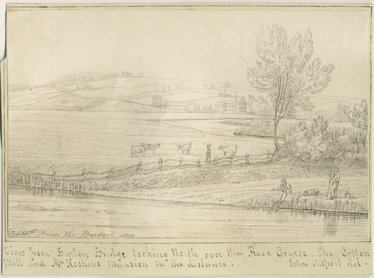 Burton-upon-Trent: penn- og blekktegning, 1818 av John Allport