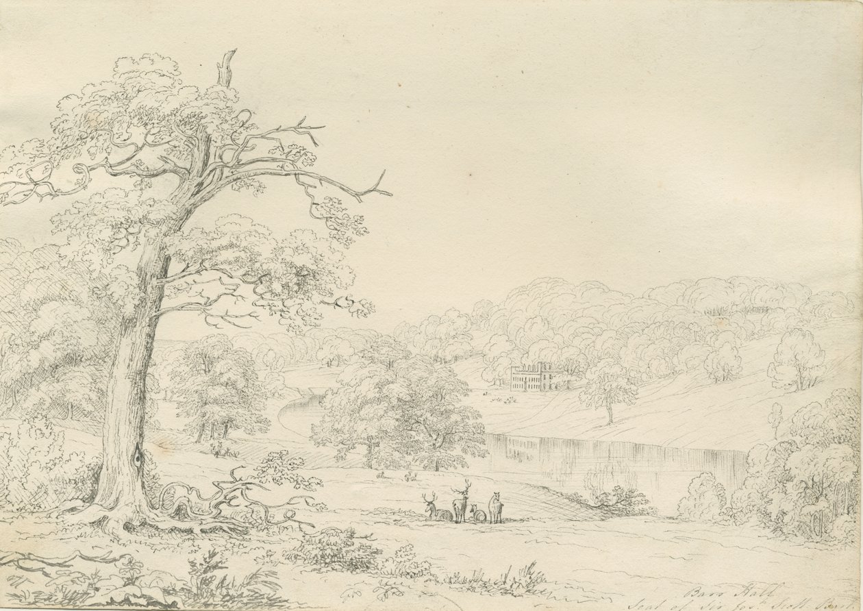 [Flott] Barr Hall: pennetegning, nd [1799-1854] av John Allport