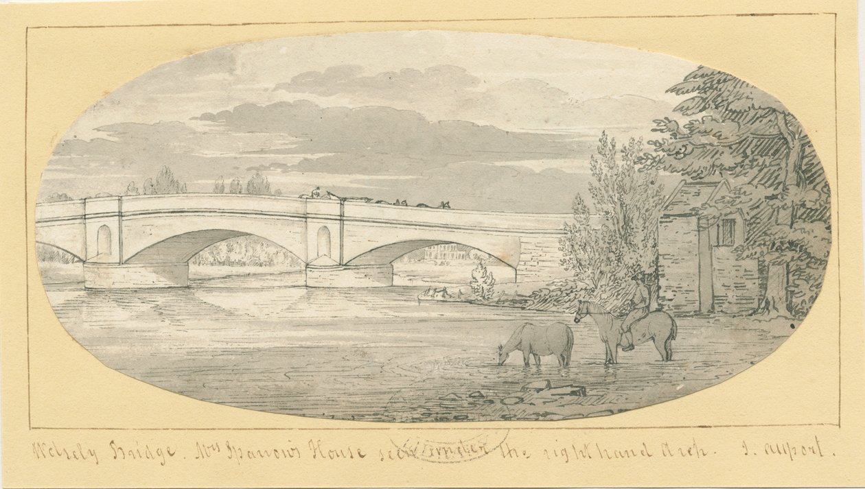 Wolseley Bridge: penn og vask tegning, nd [1799-1854] (tegning) av John Allport