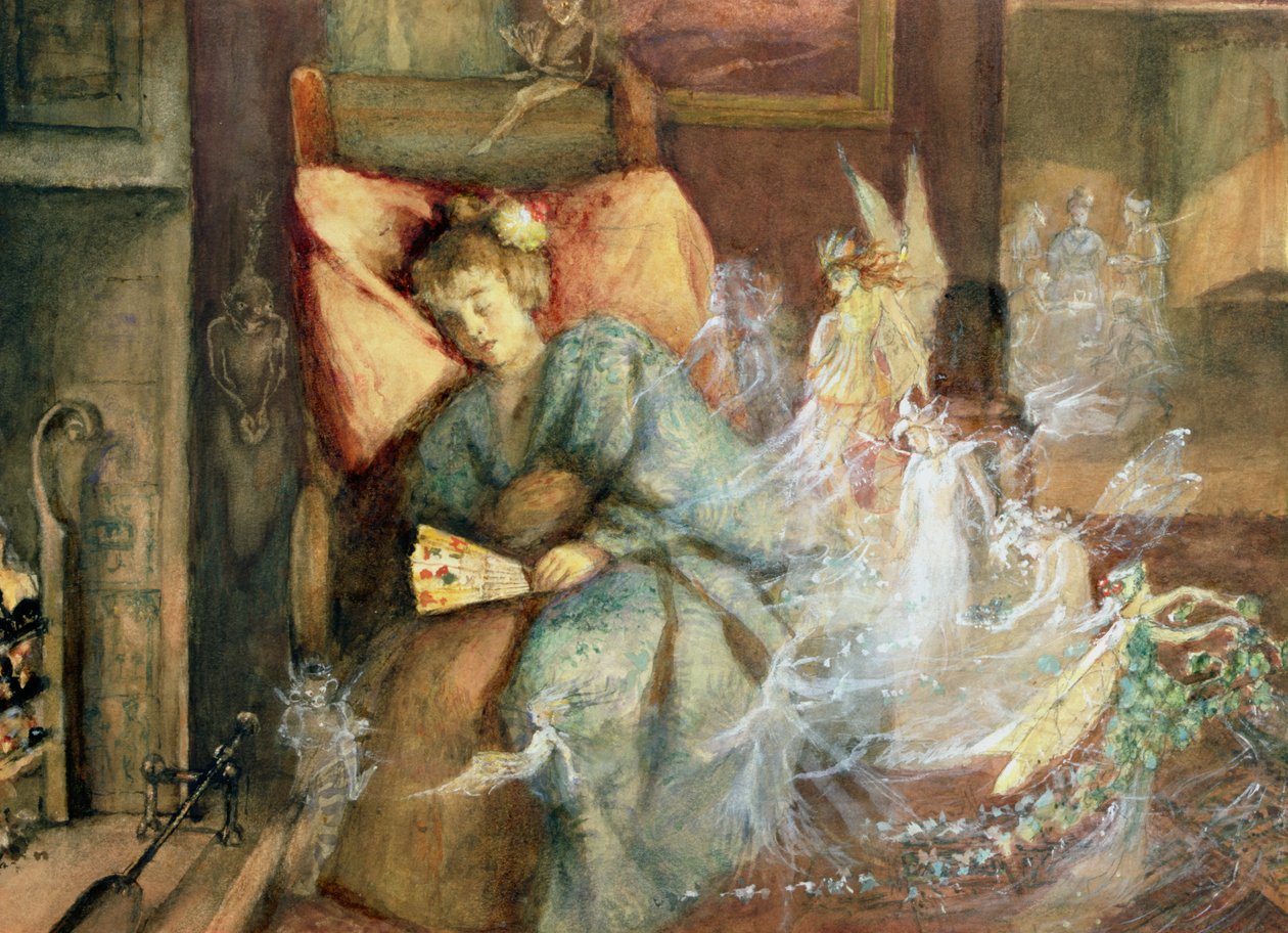 Drømmer (akvarell og kroppsfarge på papir) av John Anster Fitzgerald