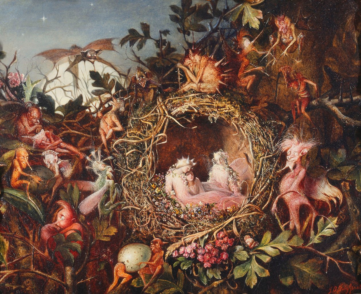 Feer i et fuglerede, ca. 1860 av John Anster Fitzgerald