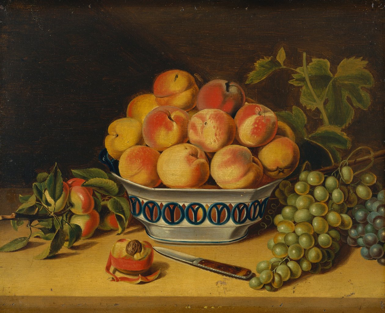 Stilleben: Peaches and Grapes, ca. 1825. av John Archibald Woodside