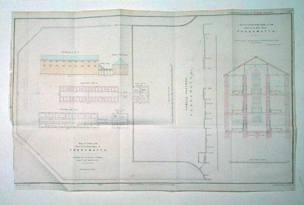 En rekke solitære celler reist på kvinnefabrikken i Parramatta, New South Wales av John Arrowsmith