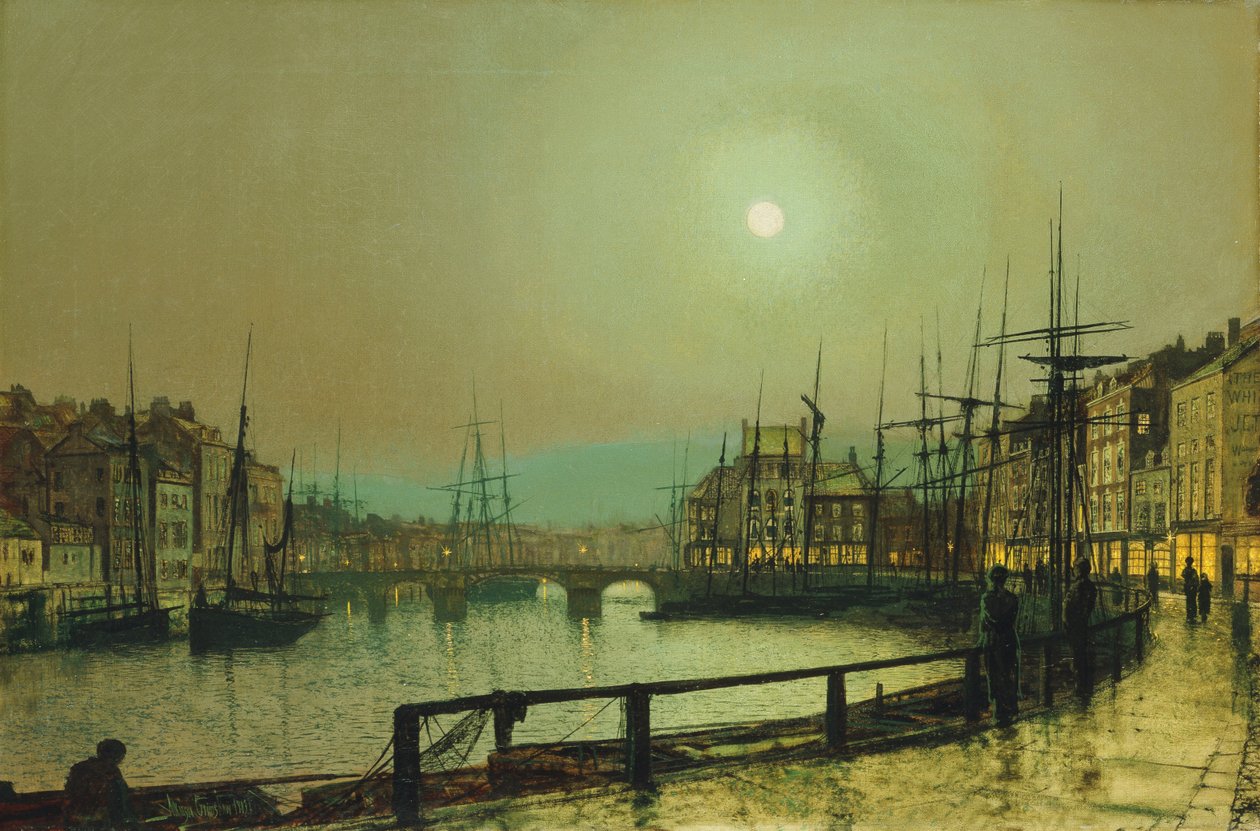 En månebelyst havn, 1883 av John Atkinson Grimshaw