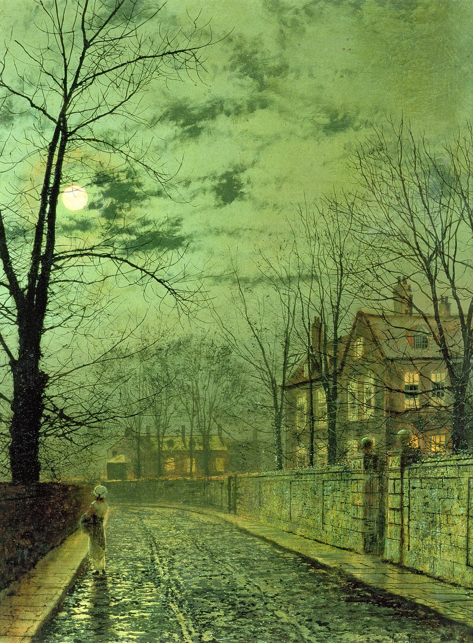 En månebelyst vei av John Atkinson Grimshaw