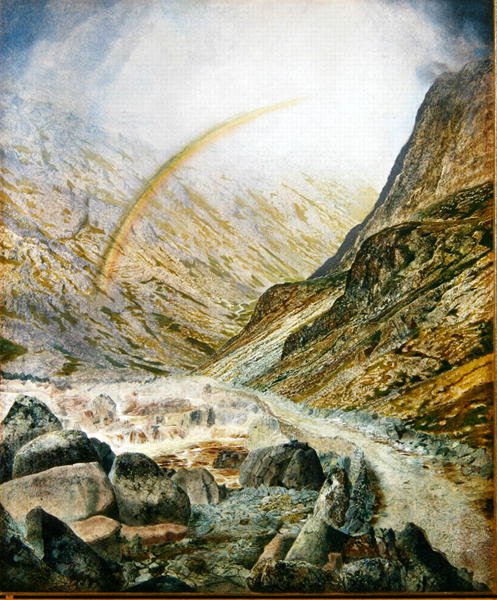 A Mountain Road, Flood Time (Honsiter Series no.3) 1868 (olje på papir lagt på lerret) av John Atkinson Grimshaw