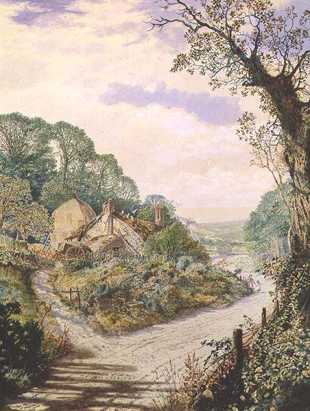 En sommermiddag, gammel gård, Wharfedale av John Atkinson Grimshaw