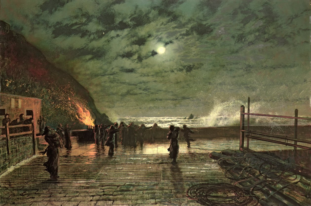 In Peril (The Harbor Flare) 1879 (olje på lerret) av John Atkinson Grimshaw