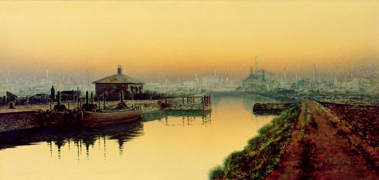 Knostrop Cut, Leeds, søndag kveld av John Atkinson Grimshaw