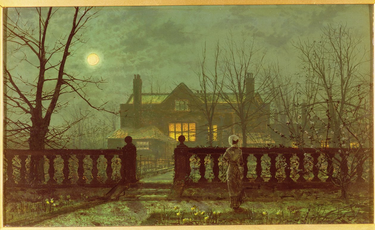 Lady in a Garden by Moonlight, 1892 av John Atkinson Grimshaw
