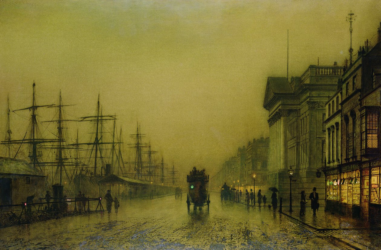 Liverpool Docks Customs House og Salthouse Docks, Liverpool av John Atkinson Grimshaw