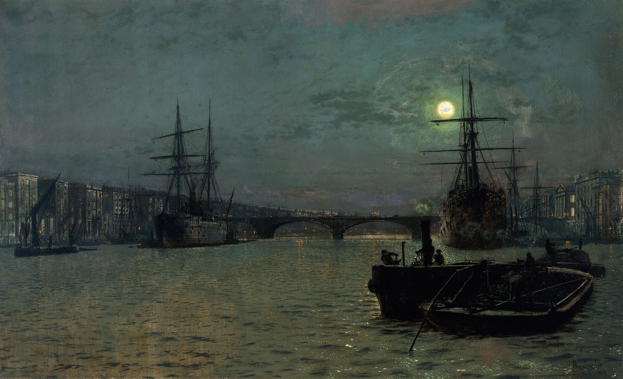London Bridge - Half Tide, 1884 av John Atkinson Grimshaw