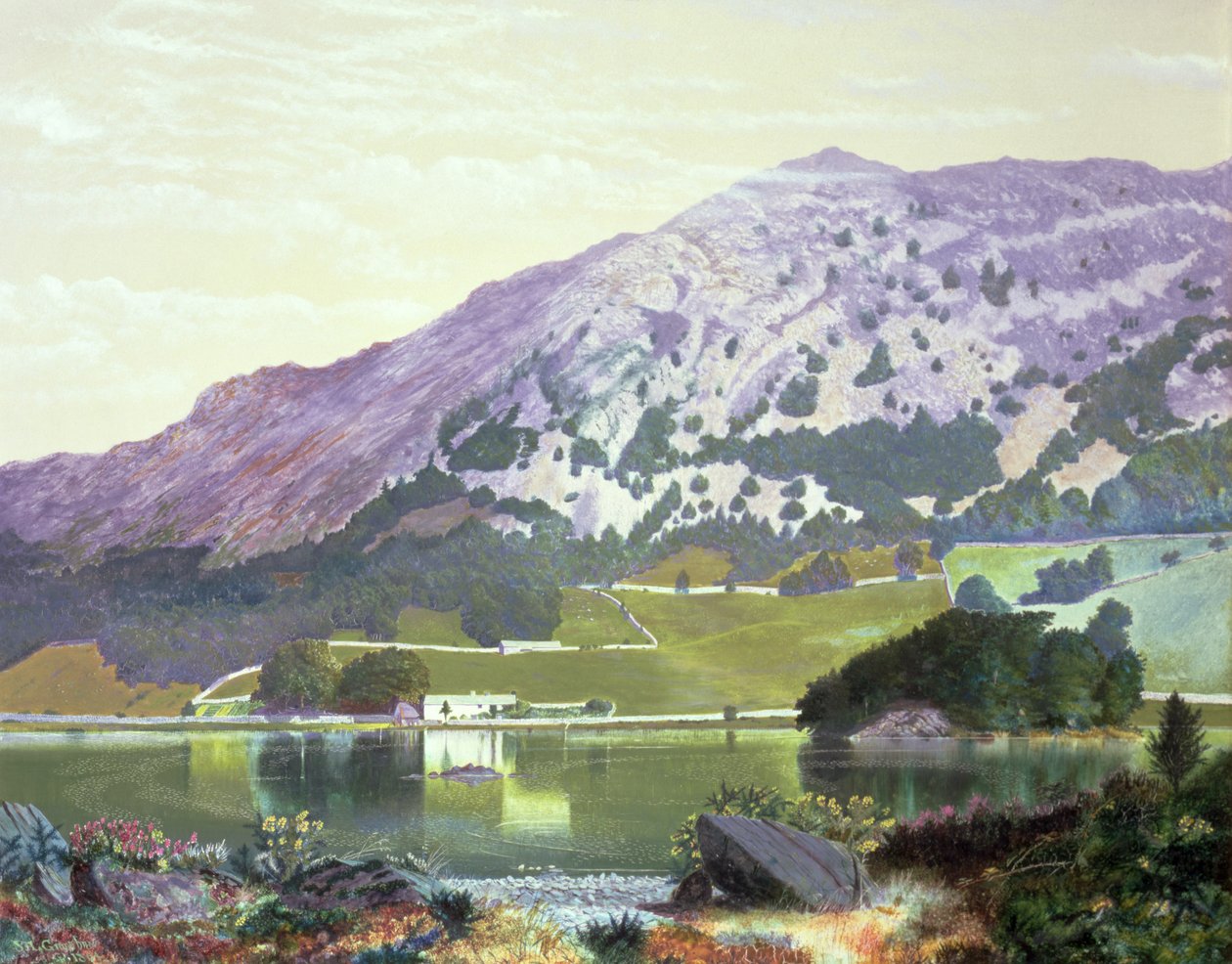 Nab Scar fra sørsiden av Rydal Water - Heather in Bloom, september, 1864 av John Atkinson Grimshaw