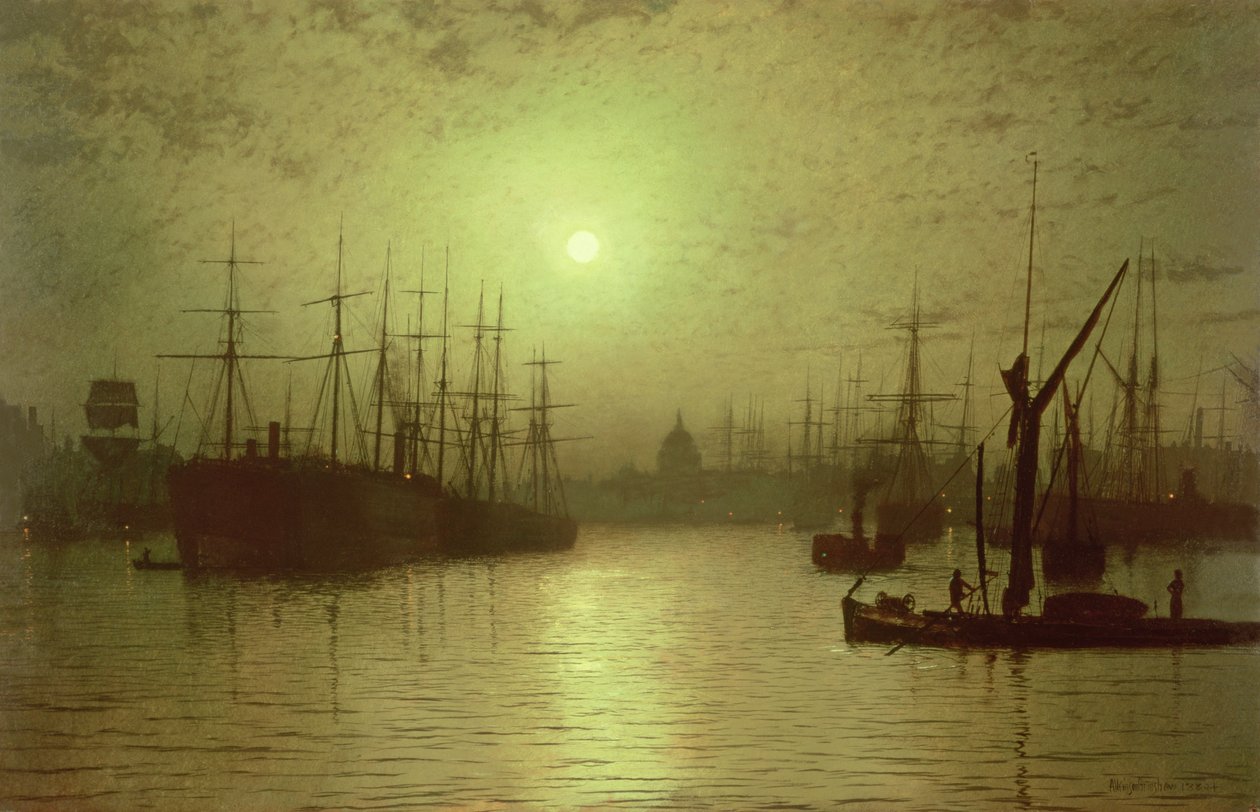 Nattefall nedover Themsen av John Atkinson Grimshaw