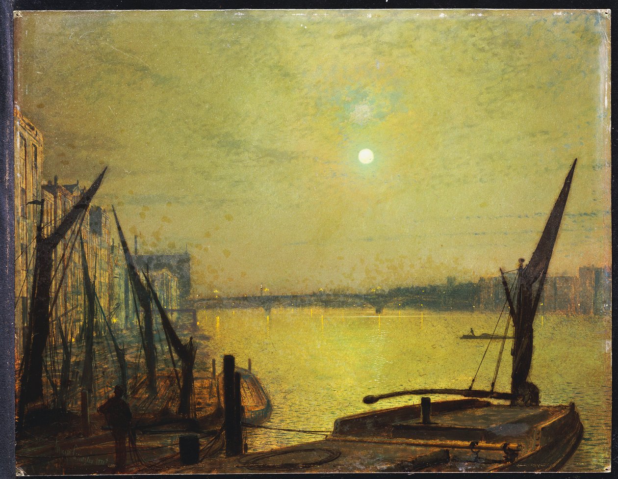 Southwark Bridge fra Blackfriars by Night, 1881 av John Atkinson Grimshaw