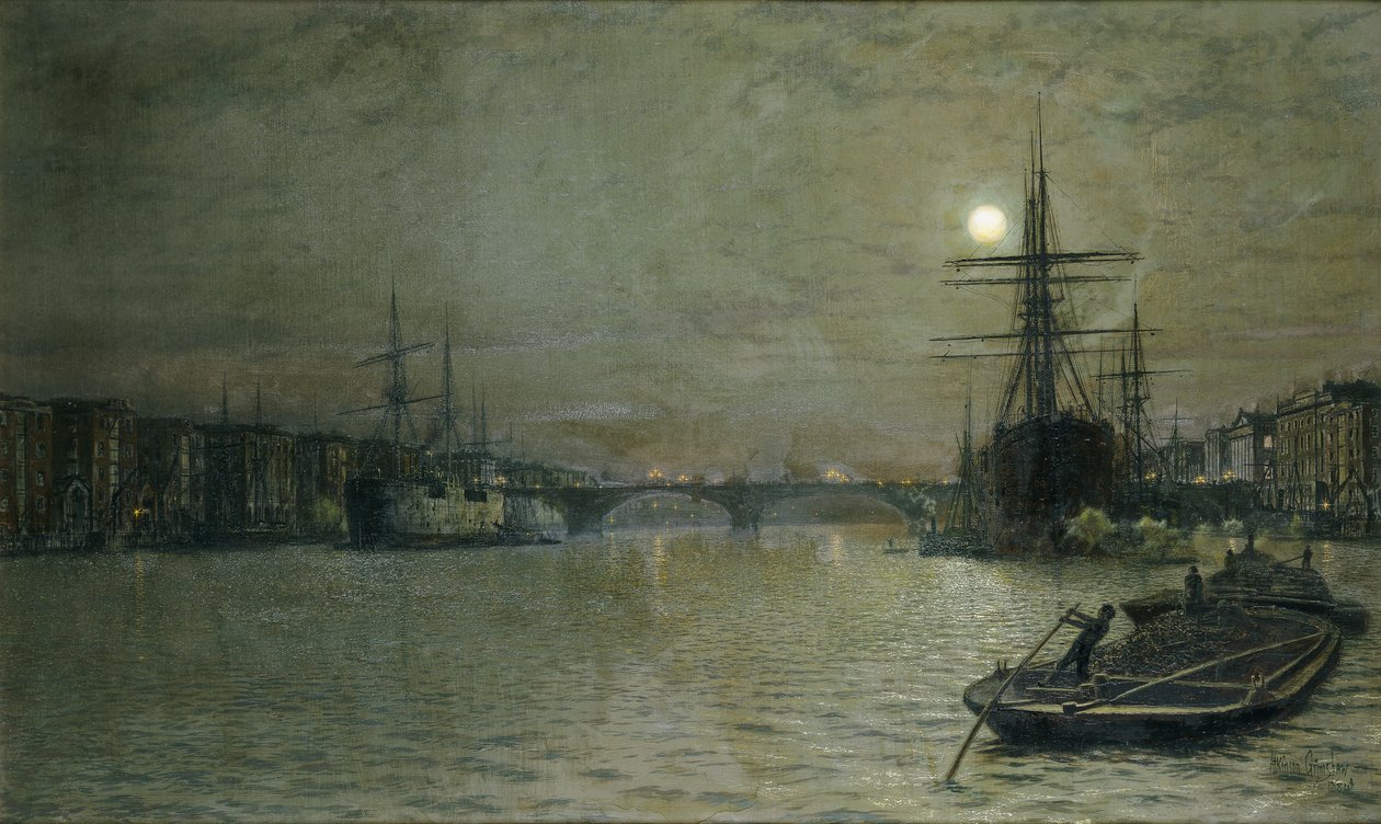 The Pool and London Bridge at Night, 1884 av John Atkinson Grimshaw