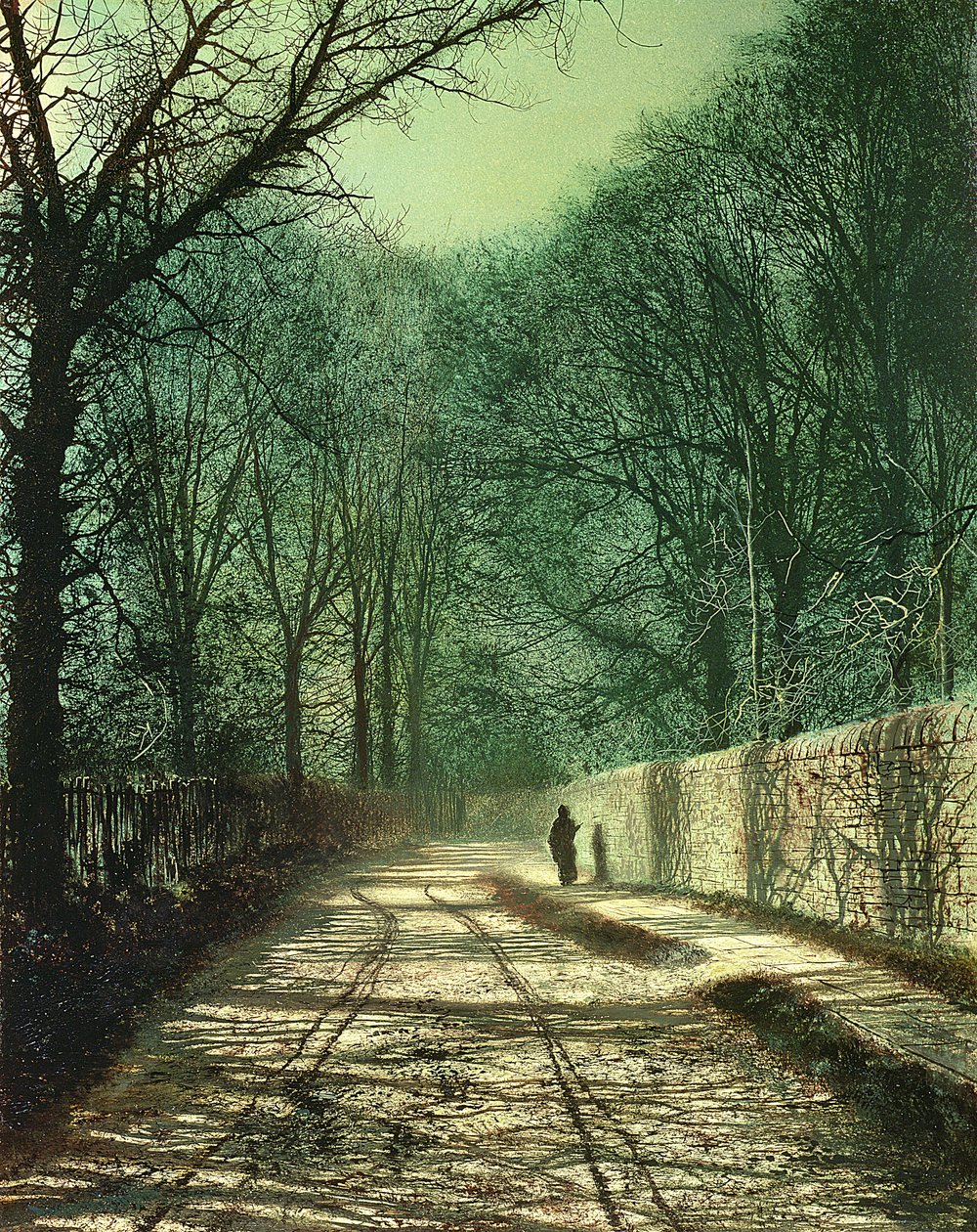 Tree Shadows på Park Wall, Roundhay, Leeds av John Atkinson Grimshaw
