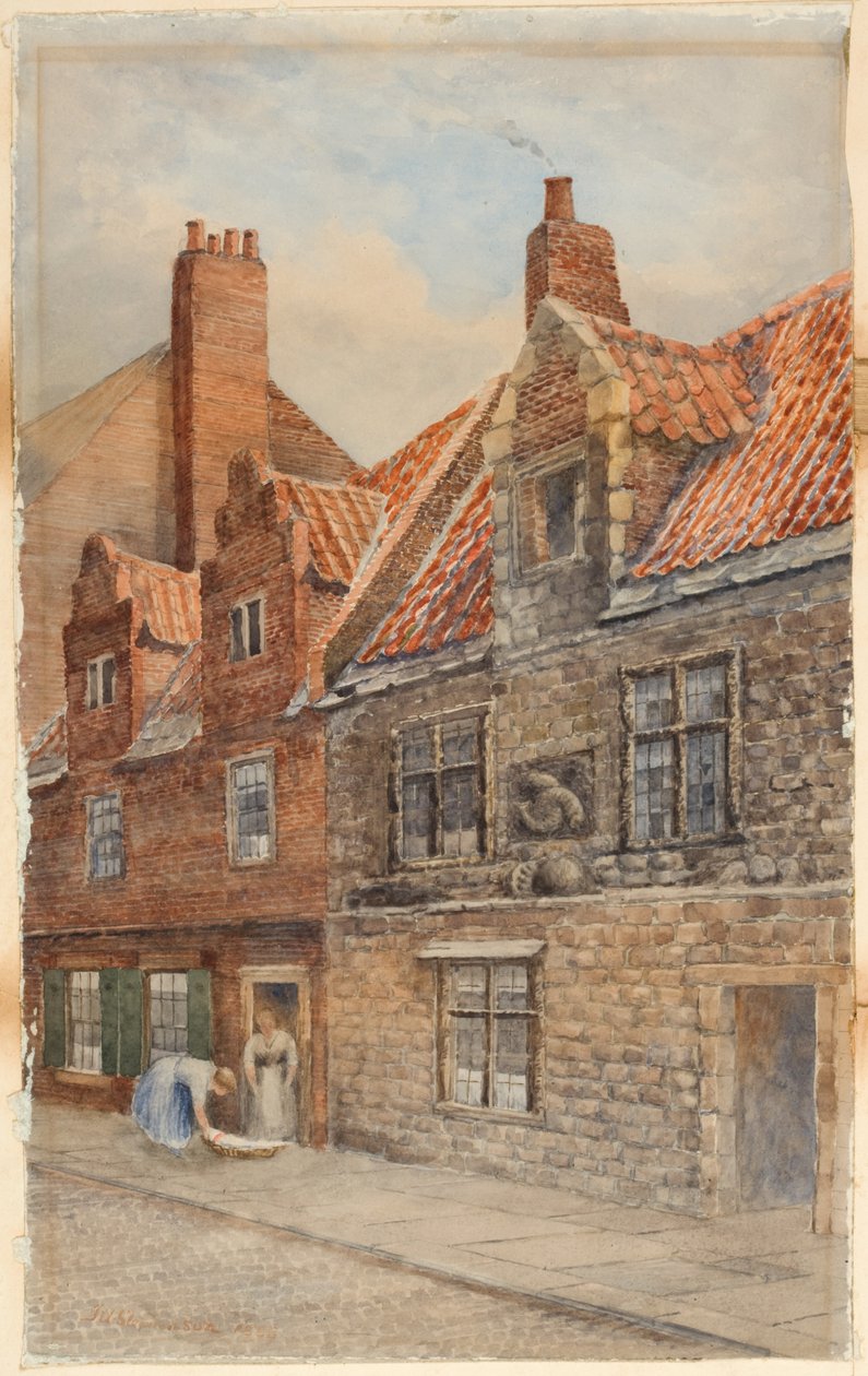 The Dolphin House, Low Friar Street, Newcastle upon Tyne (kroppsfarge, blyant og wc på papir) av John Atlantic Stephenson