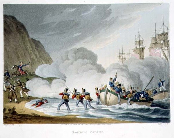 Landing Troops, gravert av Matthew Dubourg (fl.1813-20) fra 