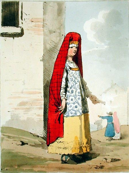 A Merchants Wife, etset av kunstneren, utgitt 1804 (se også 169211) av John Augustus Atkinson