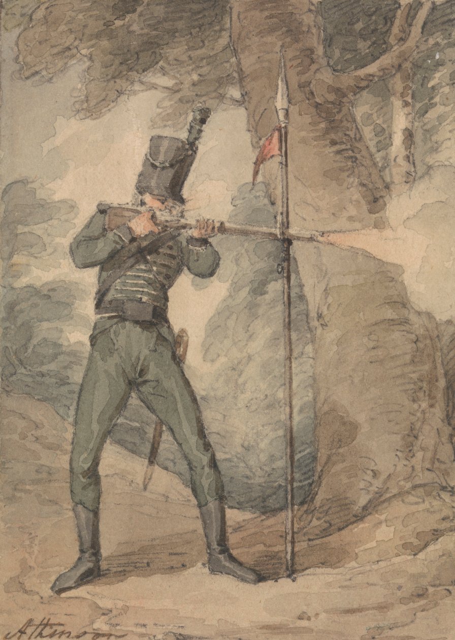 En Rifleman ved Musketry Practice av John Augustus Atkinson