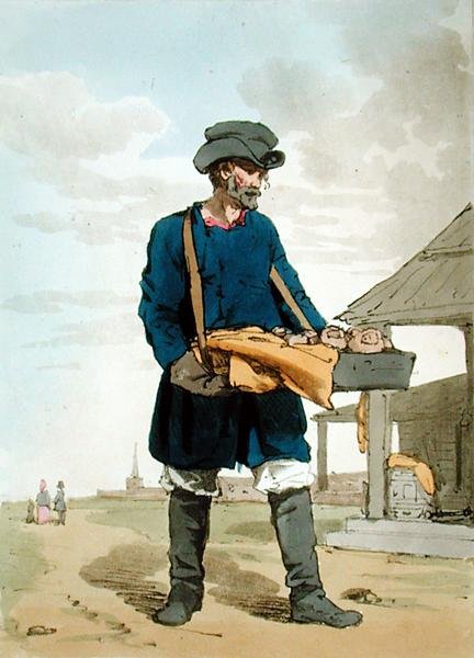 Kalatchnik, etset av kunstneren, utgitt 1804 (farge litho) av John Augustus Atkinson
