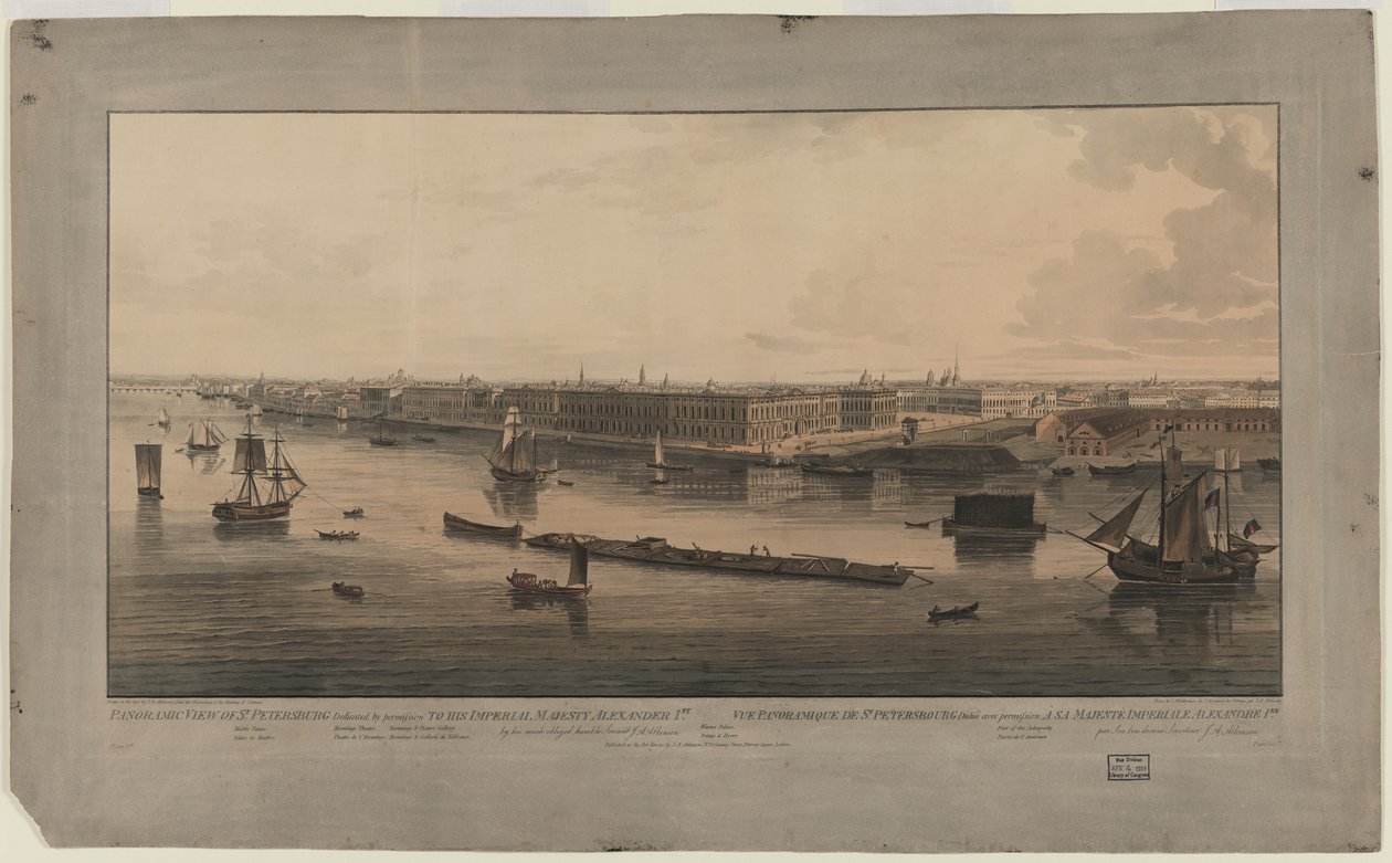 Panoramautsikt over St. Petersburg, mellom 1805 og 1807 av John Augustus Atkinson