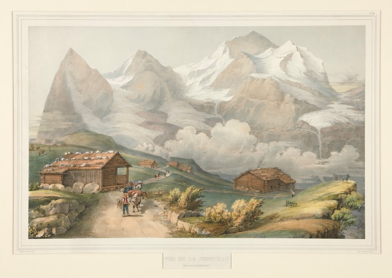 Utsikt over Jungfrau fra Wengernalp av John Bachmann
