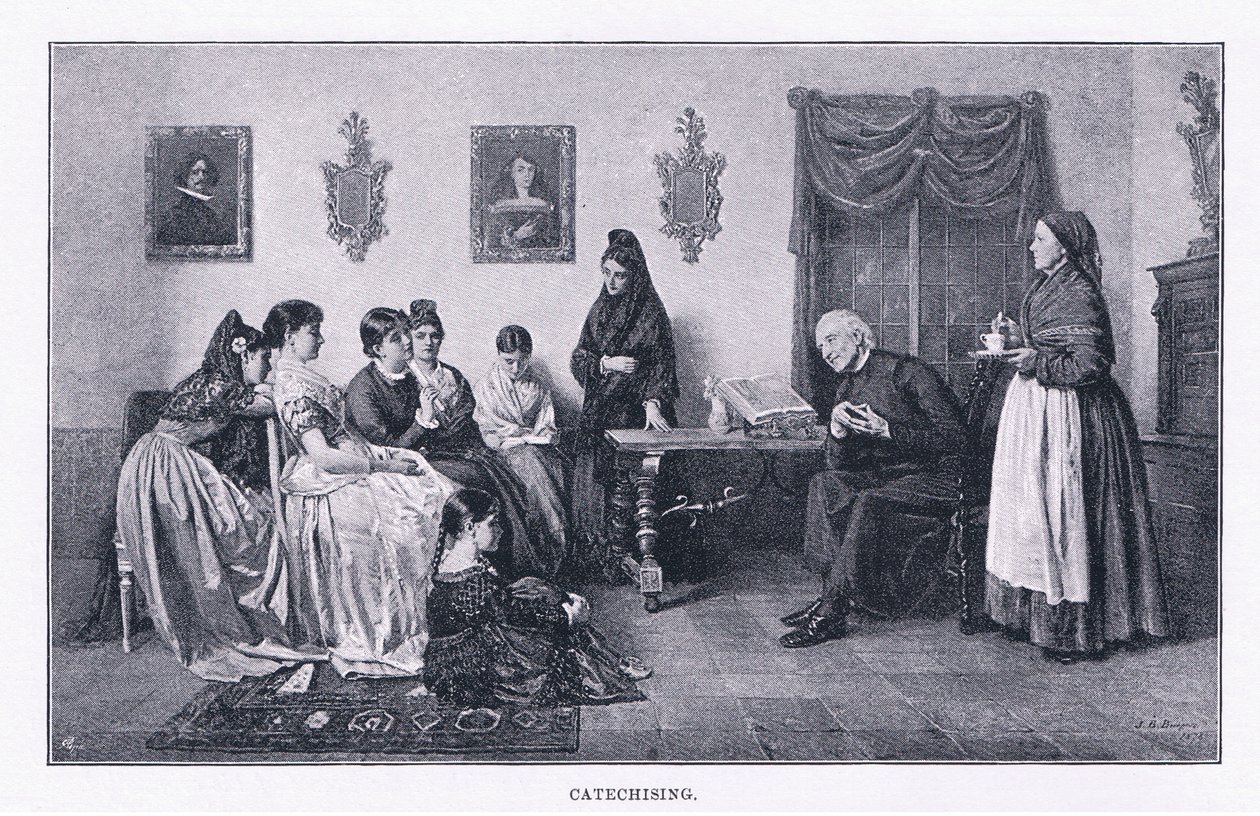 Catechising, fra The Magazine of Art 1893, Cassell and Company av John Bagnold Burgess