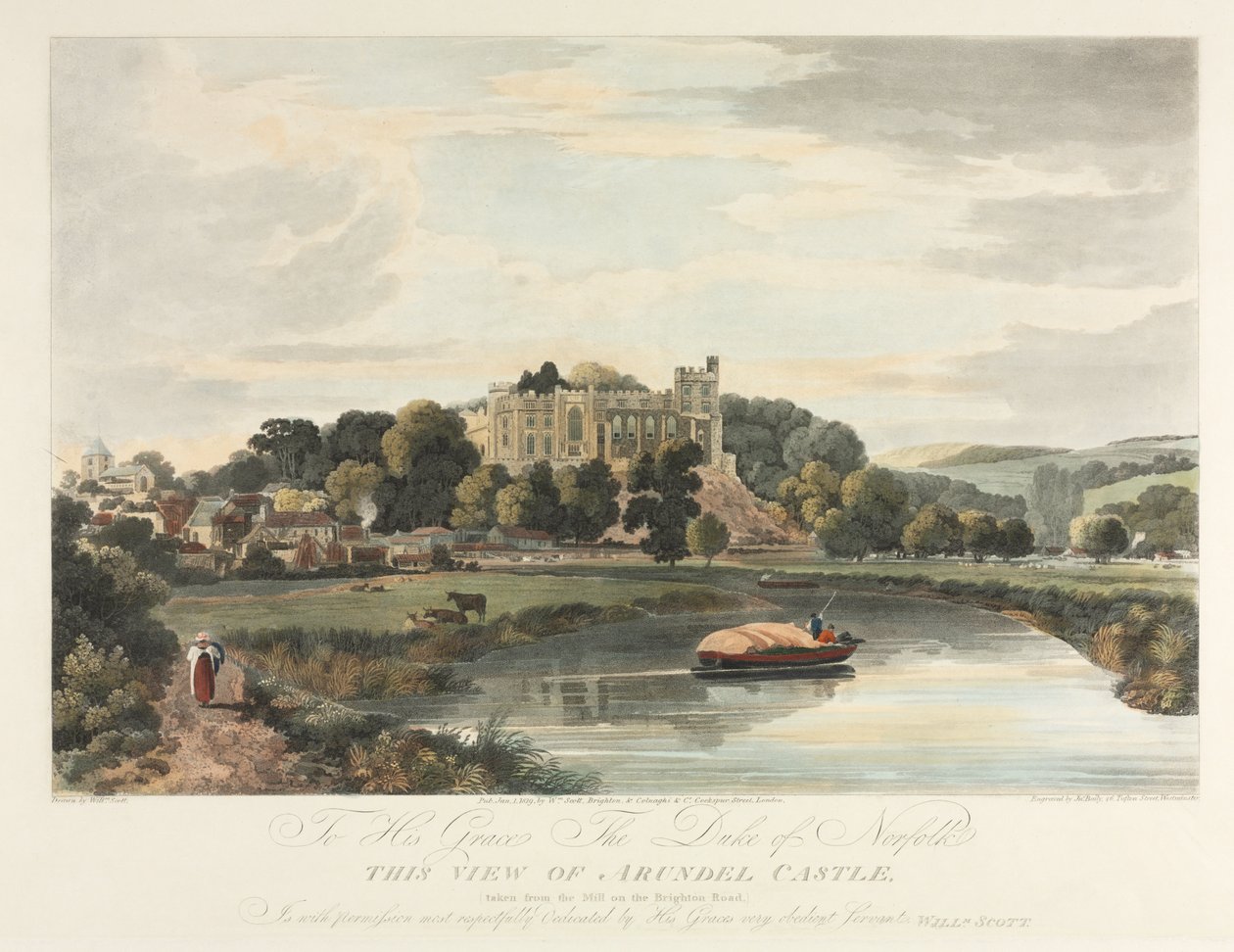 Denne utsikten over Arundel Castle av John Baily