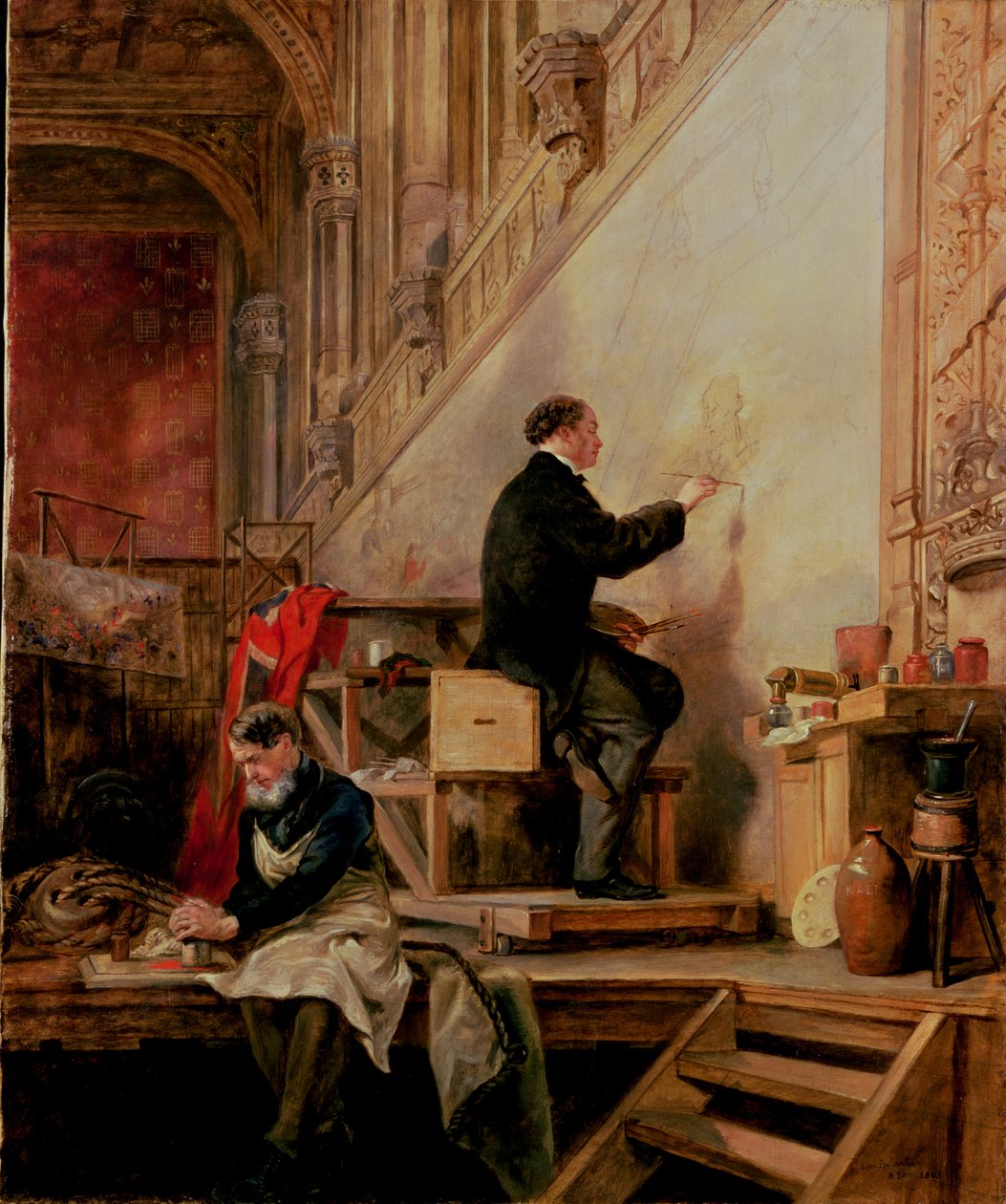 Daniel Maclise (1806-70) maler veggmaleriet sitt 