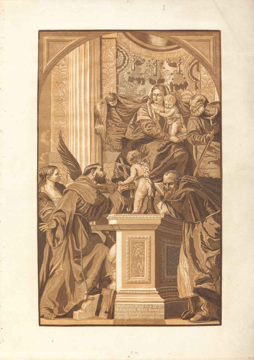 Hellige familie og fire hellige av John Baptist Jackson