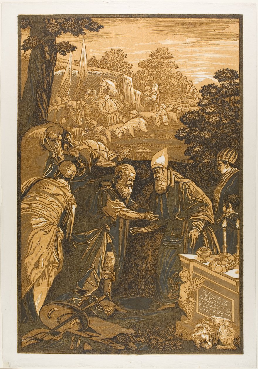 Melkisedek velsignelse Abraham, fra Opera Selectoria av John Baptist Jackson