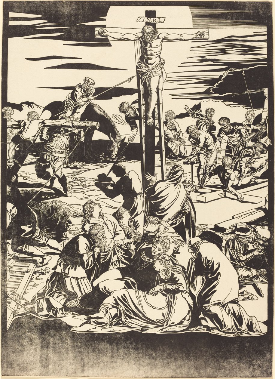 Korsfestelsen [senterplate] av John Baptist Jackson after Jacopo Tintoretto