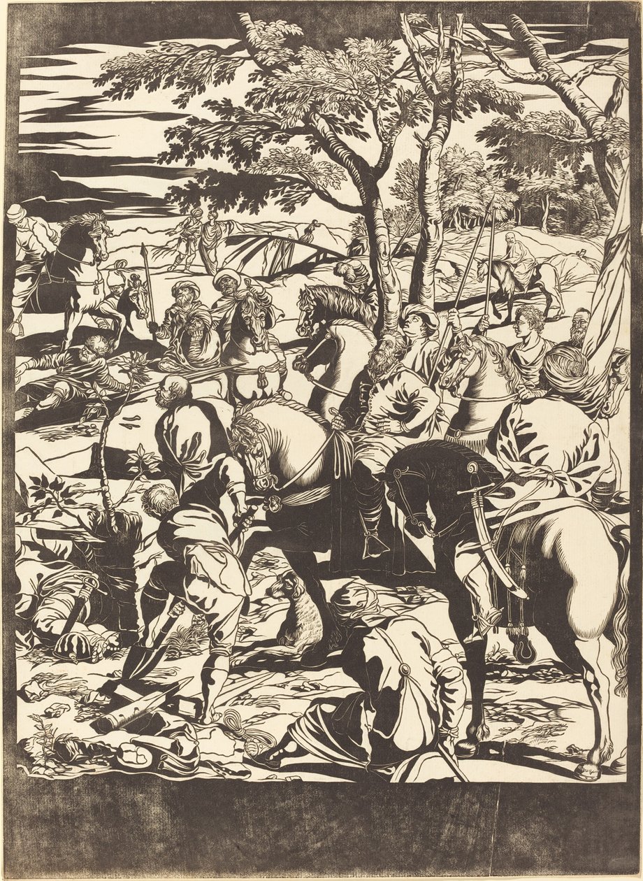 Korsfestelsen [høyre plate] av John Baptist Jackson after Jacopo Tintoretto