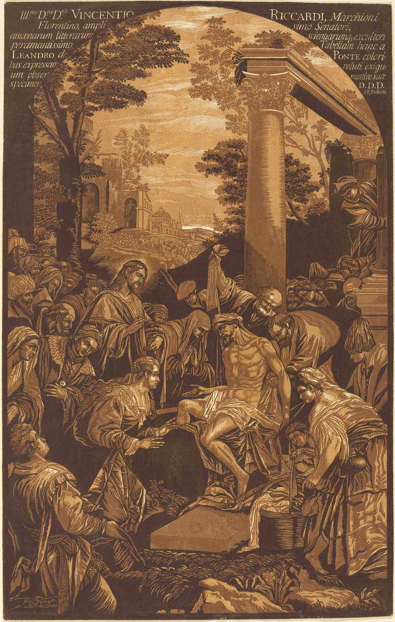 Oppreisningen av Lasarus av John Baptist Jackson after Leandro Bassano