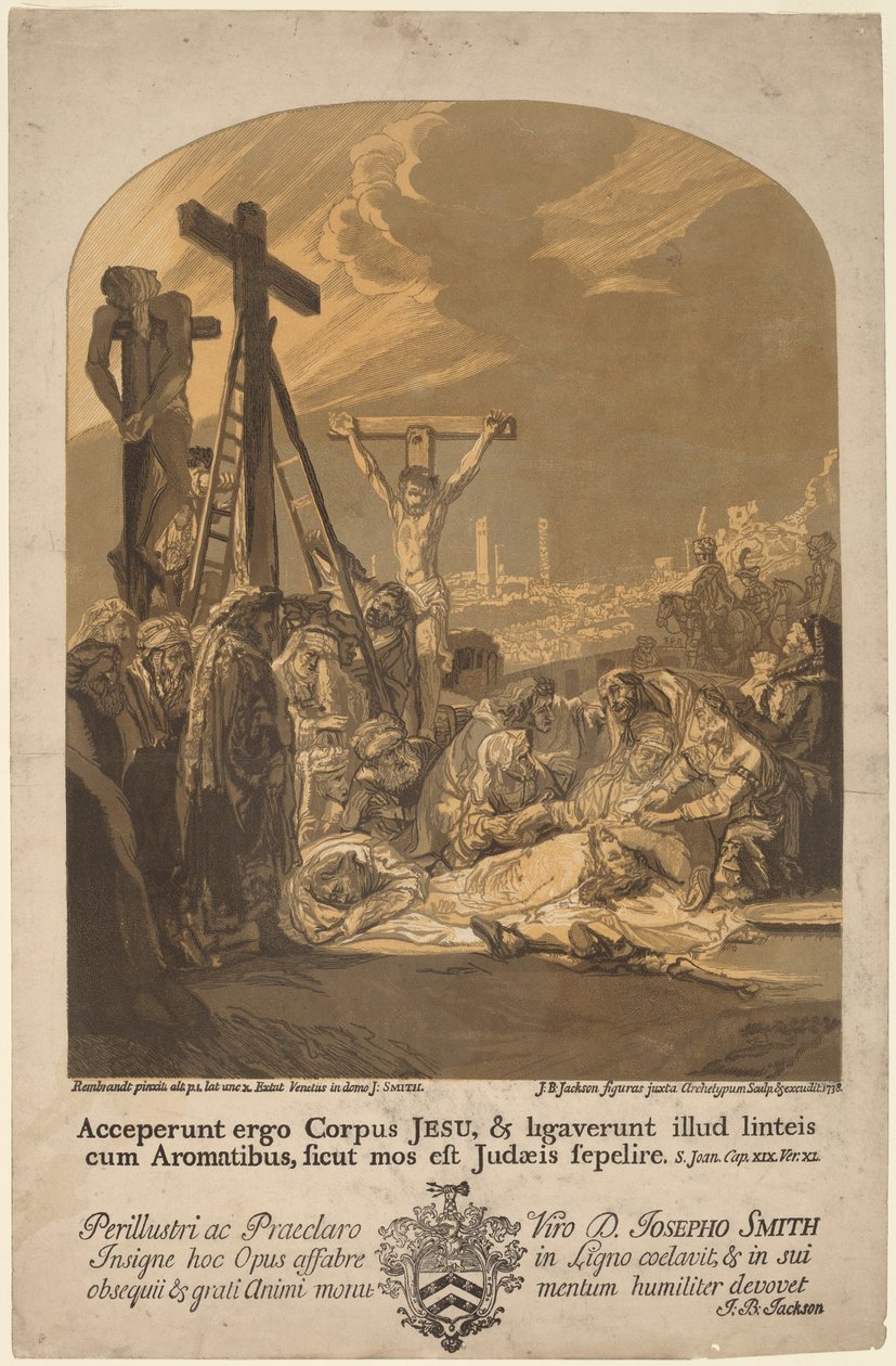 Nedstigning fra korset av John Baptist Jackson, after Rembrandt van Rijn
