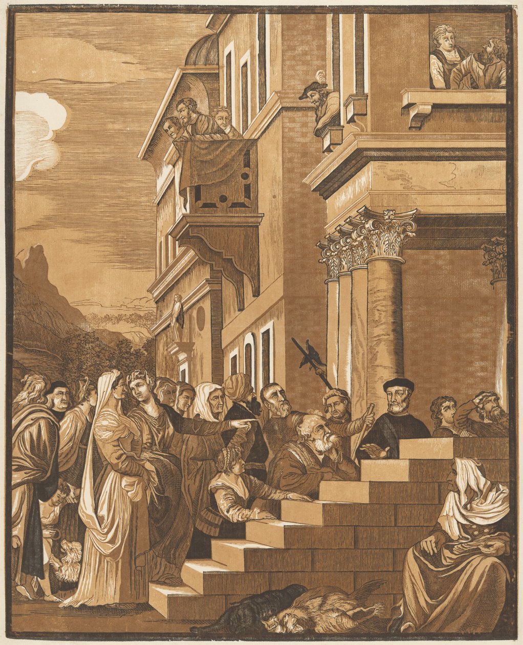 Presentasjon av jomfruen i tempelet (senterpanel) av John Baptist Jackson after Titian